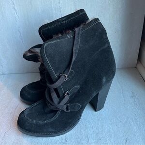 ** Steve Madden Boots Dash Black Suede Leather Bootie Sizez 6 Fur llined
